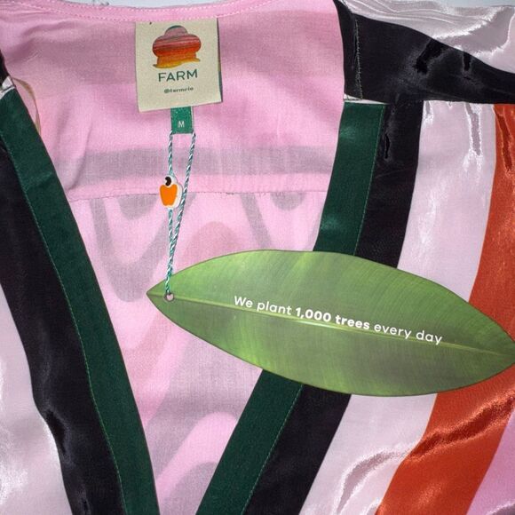 FARM Rio Wave Gradient Maxi Dress Long Sleeve Drawstring Waist Multicolor Size M - Picture 10 of 15